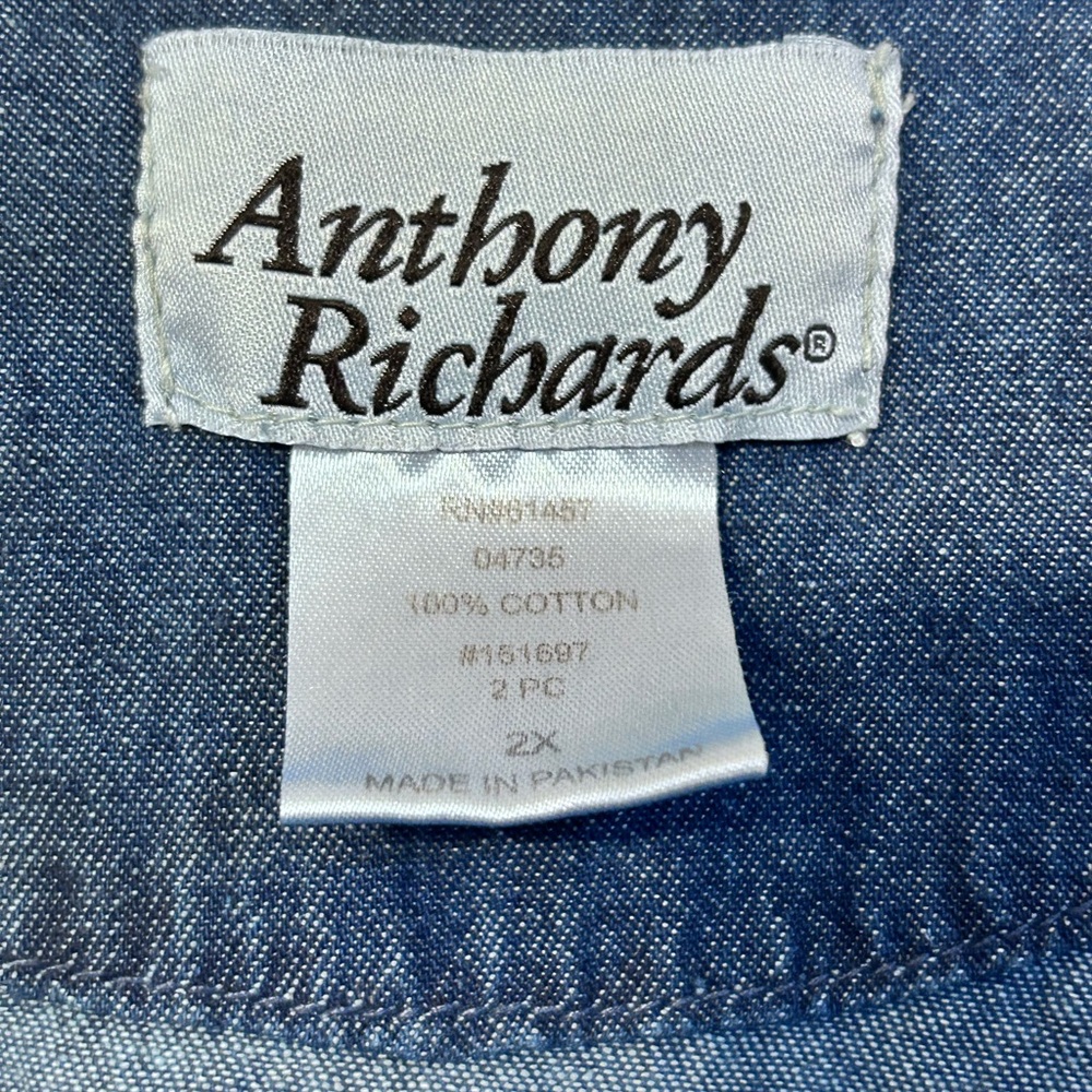 Anthony Richards drawstring denim utility jacket, size 2X - Picture 5 of 7